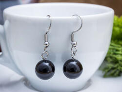 R. M. ékszer Ónix lógós fülbevaló 8mm (17588RM)