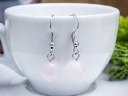 R. M. ékszer Rózsakvarc lógós fülbevaló 8mm (17581RM)