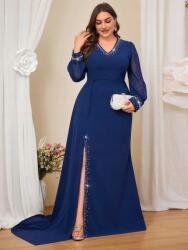 Shein Sötétkék V Nyakú Hosszú Ujjú Ruha (4XL) (609396)