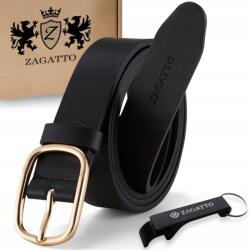 Zagatto Női Öv , valódi bőr, Fekete, nadrágra, Arany csattal, Zagatto (ZG1046-125)