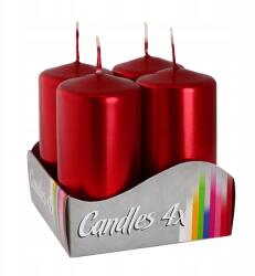 AURA Adventi gyertya 80x40mm Piros metálfényű (4db) (sw40/80-230)
