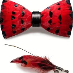  Csokornyakkendő kitűző Piros Prémium Toll Ajándék szett férfiaknak (M8)