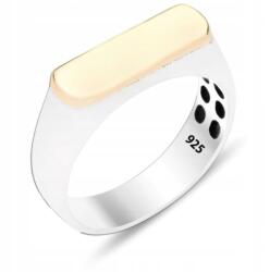  Férfi gyűrű karikagyűrű aranyozott résszel az egyedi gravírozáshoz, ezüst 70: 21 (03630)