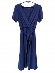 Shein IC93217 Shein Sötétkék Ruha MIDI Rövid Ujjú Öv (3) M