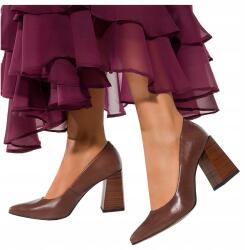 Casu Barna bőr női Félcipő díszes, tömbsarkú, Lengyel termék, 35-ös méret (7088560000350)