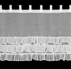 Eurofirany Vállpántos készfüggöny Lilian 150x70 fehér, fodros díszítéssel (453891)