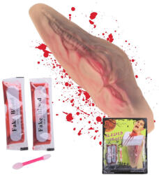 VERK GROUP Halloweeni mesterséges vágott torok seb 10ml vérrel (26159)