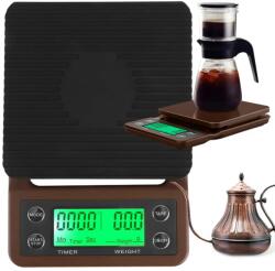 VERK GROUP Elektronikus konyhai kávémérleg stopperrel és tarázással, 5 kg/0, 1 g, barna (17136_B)