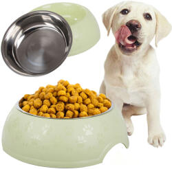 VERK GROUP Nagy méretű, kivehető rozsdamentes acélbetétes műanyag etetőtál kutyáknak és macskáknak, 1, 2 liter (19400)