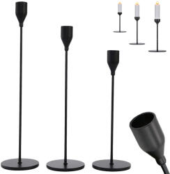 Verk Group Glamour Fekete Fém Asztali Dekoratív Lámpások, 3 darabos szett (27581)