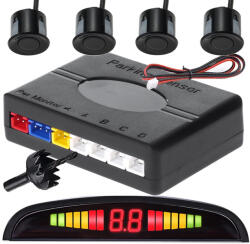 Verk Group Ultrahangos parkolóradar készlet 4 érzékelővel és LCD kijelzővel, fekete (10090)