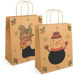 Family Ajándéktasak - papír, "Kraft" - 265 x 127 x 330 mm - 2 féle / csomag - 12 db / csomag (58316)