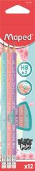 Maped Grafitceruza radírral, HB, háromszögletű, MAPED Black Peps Pastel , vegyes pasztell színek (851730)