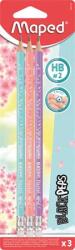 Maped Grafitceruza radírral, HB, háromszögletű, MAPED Black Peps Pastel , vegyes pasztell színek (851719)