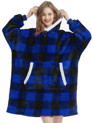 Verk Group Nagy méretű meleg pulóver takaró - Kék kockás (24558_NK)