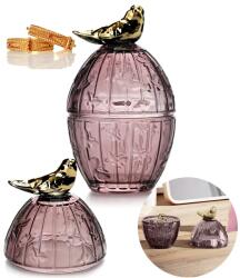 GordonToys Elegáns kisméretű üveg ékszertartó díszes madaras fedéllel (ORGANIZER PTAK 9 X 15.8)