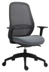 MAYAH Irodai szék, karfás, fekete szövetborítás, feszített hálós háttámla, fekete lábkereszt, MAYAH Mid Chair II , fekete (MID CHAIR 2) - papir25