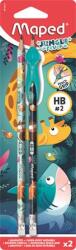 Maped Grafitceruza radírral, HB, háromszögletű, ceruzafogóval, MAPED Jungle Fever , kétféle minta (851819)