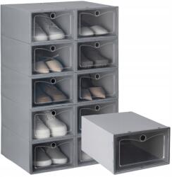 4CONVY 10x Összecsukható cipősdoboz rendszerező műanyag tartály fedéllel a szekrényhez (PNB_10S)