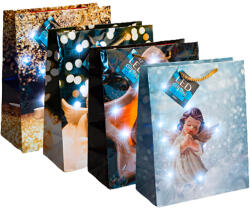 Family Ajándéktasak - 10 hidegfehér LED, papír - 265 x 127 x 330 mm - 4 féle / csomag (58325)