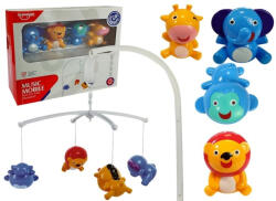 LEAN Toys Lean Illatos Karuzel Babágyra - Oroszlán, Elefánt, Zsiráf Figurákkal és Zenélő Forgó (4589)