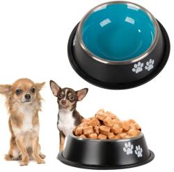 VERK GROUP Anticsúszós, rozsdamentes acél kutya tál fekete és kék színben 150 ml (19394)