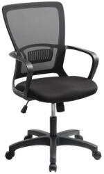 MAYAH Irodai szék, karfás, fekete szövetborítás, feszített hálós háttámla, fekete lábkereszt, MAYAH Vega , fekete (VEGA CHAIR BLACK)