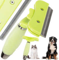 Verk Group Rozsdamentes acél szőrtrimmelő kefe kutyáknak, macskáknak és lovaknak, zöld színben (19473)