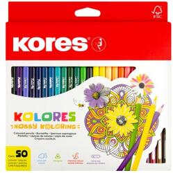 Kores Színes ceruza készlet, háromszögletű, KORES Triangular , 50 különböző szín (93350)