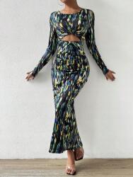 Shein XC33303 Shein Ruha Maxi Mintás Kivágással Hosszú Ujjú (3) XL