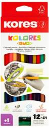 Kores Színes ceruza készlet, kétvégű, háromszögletű, KORES Duo , 24 különböző szín (93212)