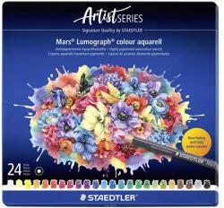 STAEDTLER Akvarell színes ceruza készlet, hatszögletű, fémdobozos, STAEDTLER Mars® Lumograph® 104 , 24 különböző szín (104 M24) - papir25