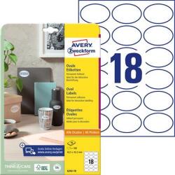 Avery-Zweckform Etikett, univerzális, 63, 5x42, 3 mm, ovális, AVERY ZWECKOFRM, 180 etikett/csomag (6242-10) - papir25