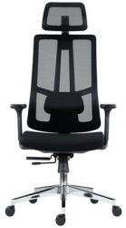  Irodai forgószék, fekete hálós háttámla, szövet ülőlap, állítható dőlésszögű fejtámla, krómozott lábkereszt, Ruben (RUBEN HÁLÓ FEK, KÁRP ÜLÉS) - papir25