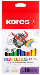 Kores Filctoll készlet, 1-3 mm, kétvégű, kimosható, KORES Korellos 2in1 , 10 különböző szín (29021)