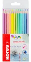 Kores Színes ceruza készlet, háromszögletű, KORES Kolores Pastel , 12 pasztell szín (93311)