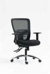 MAYAH Irodai szék, karfás, fekete szövetborítás, feszített hálós háttámla, fekete lábkereszt, MAYAH HD , fekete (HD CHAIR) - papir25