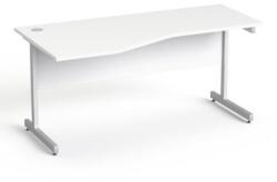MAYAH Íróasztal, íves, balos, szürke fémlábbal, 160x80 cm, MAYAH Freedom SV-30 , fehér (SV-B8716 F/ IBXA30F) - papir25