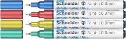 Schneider Akrilmarker készlet, 0, 8 mm, SCHNEIDER Paint-It 010 , 4 különböző metálszín (ML01011502) - papir25