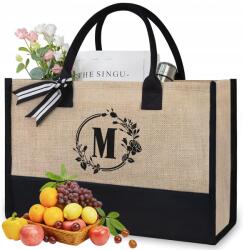  Női Vászon Kézitáska Táska M Betű Shopper Vászon Válltáska (231114XF03-1)