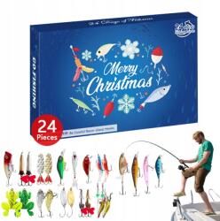  Horgász Adventi Naptár Horgászoknak 24 Csali Férfi Horgászat (Skrzynka na ryby niebieski 24dni)