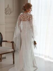 Shein Fehér Aszimmetrikus Poncsó 3D Virágok (587517)