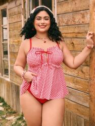 Shein Piros kétrészes kockás ruha (0XL) (612057)