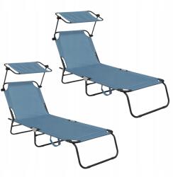 AGA 2x Kerti állítható napozóágy tetővel Világoskék (2x MR4254-LightBlue)