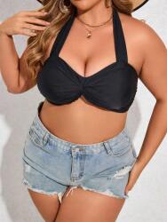 Shein DC32303 Shein Fekete Ráncolt Bikini Felső (3) 50