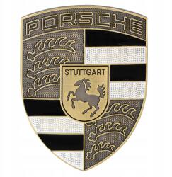 Porsche embléma Stuttgart logó rögzítővel Arany-barna szín