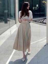 Dazy KC64112 Dazy Bézs Magas Derekú Maxi Szoknya (3) L