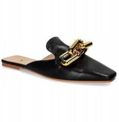 Casu Női Papucs Fekete Divatos Díszes Arany Lánc Kényelmes Bebújós R 36 (T500P)
