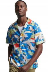 Superdry Kék Mintás Ing, 70% modal, 30% pamut, rövid ujjú, galléros, gombos, Size L (573335)
