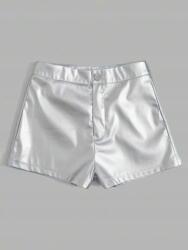 Shein Ezüst Bőrutánzat Rövidnadrág (2XL) (610246)